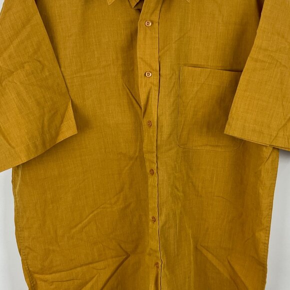 Leo Chevalier Design Casual Button Shirt Size L Beige Short Sleeve Pocket - Picture 3 of 9